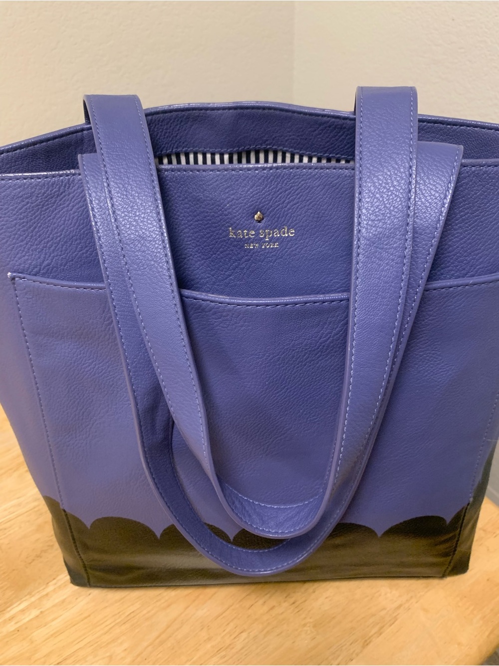 kate spade Two-Tone Purple and Black Leather Tote